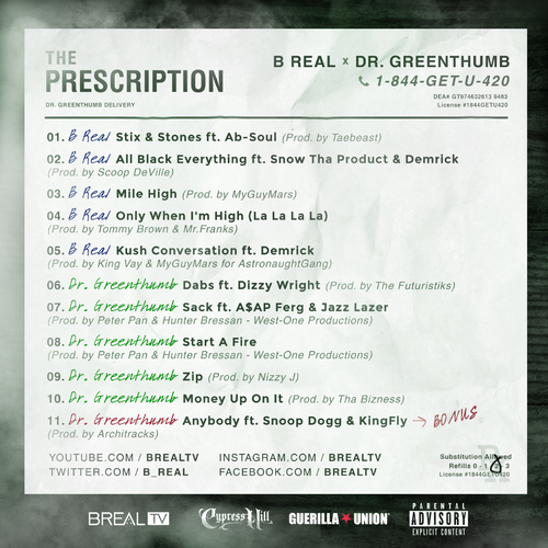 B-Real of Cypress Hill Releases New Album: The Prescription | DubCNN ...